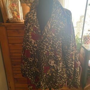 Leopard Print Women's Jacket with Red Accents